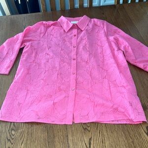 ALFRED DUNNER Sz 14 Pink Button-Up 2Pc Blouse